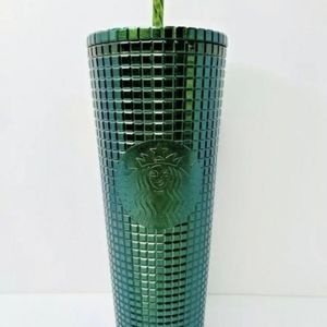 NEW RELEASE CHRISTMAS 2021 DARK GREEN GRID VENTI TUMBLR